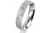 Ring 14 Karat Weissgold 4.5 mm kreismatt 5 Brillanten G...