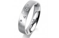 Ring 14 Karat Weissgold 4.5 mm sandmatt 5 Brillanten G vs...