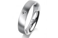 Ring 18 Karat Weissgold 4.5 mm l&auml;ngsmatt 1 Brillant...