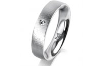 Ring 18 Karat Weissgold 4.5 mm sandmatt 1 Brillant G vs...