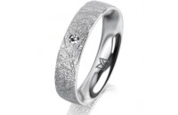 Ring 18 Karat Weissgold 4.5 mm kristallmatt 1 Brillant G...