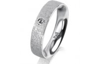 Ring 18 Karat Weissgold 4.5 mm kreismatt 1 Brillant G vs...