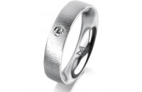 Ring 18 Karat Weissgold 4.5 mm sandmatt 1 Brillant G vs...