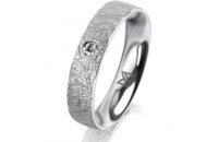 Ring 18 Karat Weissgold 4.5 mm kristallmatt 1 Brillant G...