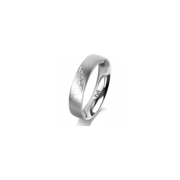 Ring 18 Karat Weissgold 4.5 mm sandmatt 4 Brillanten G vs Gesamt 0,025ct