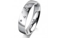 Ring 18 Karat Weissgold 4.5 mm poliert 5 Brillanten G vs...