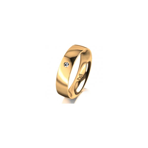 Ring 14 Karat Gelbgold 5.0 mm poliert 1 Brillant G vs 0,025ct