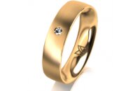 Ring 14 Karat Gelbgold 5.0 mm l&auml;ngsmatt 1 Brillant G...