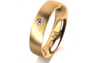 Ring 14 Karat Gelbgold 5.0 mm l&auml;ngsmatt 1 Brillant G...