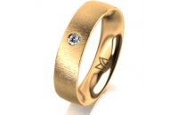 Ring 14 Karat Gelbgold 5.0 mm sandmatt 1 Brillant G vs...