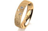 Ring 14 Karat Gelbgold 5.0 mm kristallmatt 3 Brillanten G...
