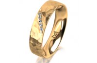 Ring 14 Karat Gelbgold 5.0 mm diamantmatt 5 Brillanten G...