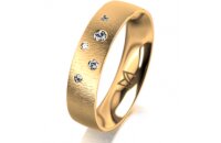 Ring 14 Karat Gelbgold 5.0 mm sandmatt 5 Brillanten G vs...