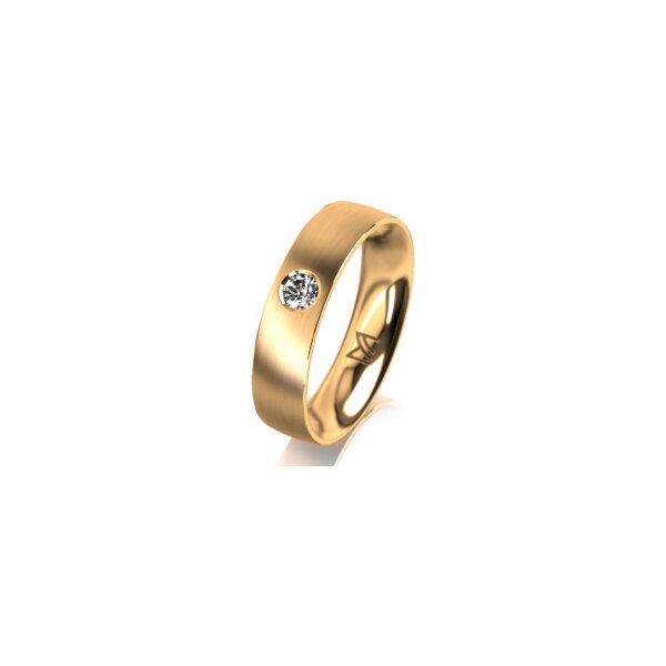 Ring 14 Karat Gelbgold 5.0 mm längsmatt 1 Brillant G vs 0,090ct