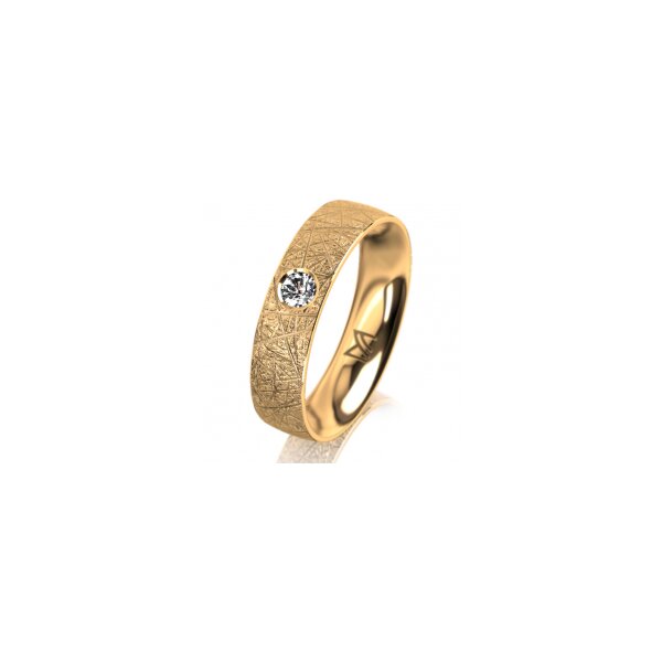 Ring 14 Karat Gelbgold 5.0 mm kristallmatt 1 Brillant G vs 0,090ct