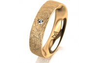Ring 18 Karat Gelbgold 5.0 mm kristallmatt 1 Brillant G...
