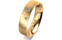 Ring 18 Karat Gelbgold 5.0 mm sandmatt 3 Brillanten G vs...