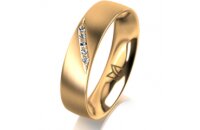 Ring 18 Karat Gelbgold 5.0 mm l&auml;ngsmatt 5 Brillanten...