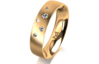 Ring 18 Karat Gelbgold 5.0 mm l&auml;ngsmatt 5 Brillanten...