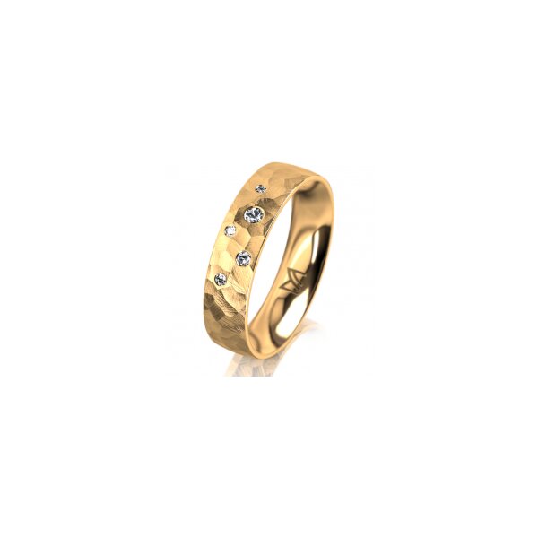 Ring 18 Karat Gelbgold 5.0 mm diamantmatt 5 Brillanten G vs Gesamt 0,055ct