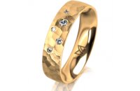 Ring 18 Karat Gelbgold 5.0 mm diamantmatt 5 Brillanten G...