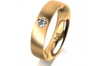 Ring 18 Karat Gelbgold 5.0 mm l&auml;ngsmatt 1 Brillant G...