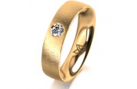 Ring 18 Karat Gelbgold 5.0 mm sandmatt 1 Brillant G vs...