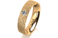 Ring 18 Karat Gelbgold 5.0 mm kristallmatt 1 Brillant G...