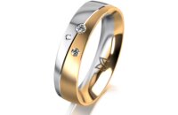 Ring 14 Karat Gelb-/Weissgold 5.0 mm l&auml;ngsmatt 3...
