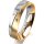 Ring 14 Karat Gelb-/Weissgold 5.0 mm l&auml;ngsmatt 3 Brillanten G vs Gesamt 0,040ct