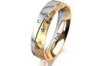 Ring 14 Karat Gelb-/Weissgold 5.0 mm diamantmatt 3...