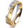 Ring 14 Karat Gelb-/Weissgold 5.0 mm sandmatt 5 Brillanten G vs Gesamt 0,055ct