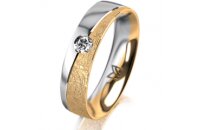 Ring 14 Karat Gelb-/Weissgold 5.0 mm Kreismatt 1 Brillant...