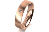 Ring 14 Karat Rotgold 5.0 mm l&auml;ngsmatt 1 Brillant G...