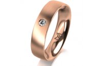 Ring 14 Karat Rotgold 5.0 mm l&auml;ngsmatt 1 Brillant G...