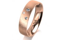Ring 14 Karat Rotgold 5.0 mm sandmatt 3 Brillanten G vs...