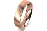Ring 14 Karat Rotgold 5.0 mm l&auml;ngsmatt 5 Brillanten...