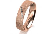 Ring 14 Karat Rotgold 5.0 mm kristallmatt 5 Brillanten G...