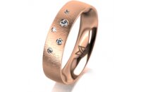 Ring 14 Karat Rotgold 5.0 mm sandmatt 5 Brillanten G vs...