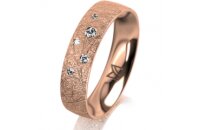 Ring 14 Karat Rotgold 5.0 mm kristallmatt 5 Brillanten G...