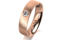 Ring 14 Karat Rotgold 5.0 mm sandmatt 1 Brillant G vs...