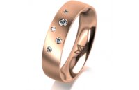 Ring 18 Karat Rotgold 5.0 mm l&auml;ngsmatt 5 Brillanten...