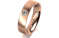 Ring 18 Karat Rotgold 5.0 mm l&auml;ngsmatt 1 Brillant G...