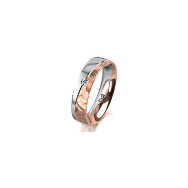 Ring 14 Karat Rot-/Weissgold 5.0 mm diamantmatt 1 Brillant G vs 0,025ct