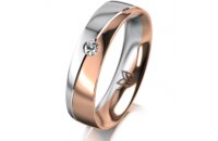 Ring 14 Karat Rot-/Weissgold 5.0 mm poliert 1 Brillant G...