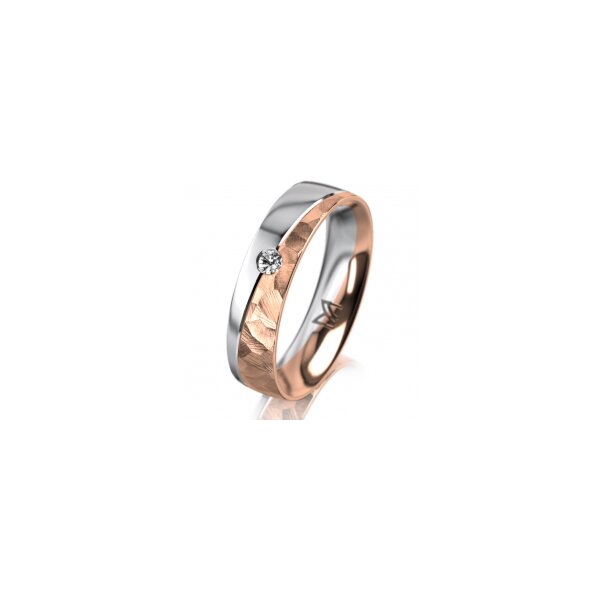 Ring 14 Karat Rot-/Weissgold 5.0 mm diamantmatt 1 Brillant G vs 0,050ct