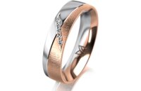 Ring 14 Karat Rot-/Weissgold 5.0 mm sandmatt 5 Brillanten...