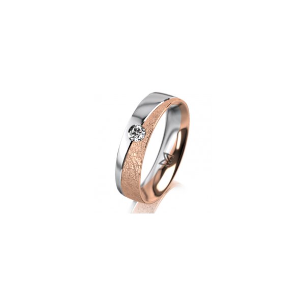 Ring 14 Karat Rot-/Weissgold 5.0 mm kreismatt 1 Brillant G vs 0,090ct