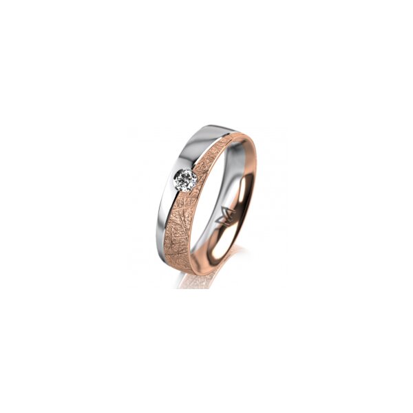 Ring 14 Karat Rot-/Weissgold 5.0 mm kristallmatt 1 Brillant G vs 0,090ct