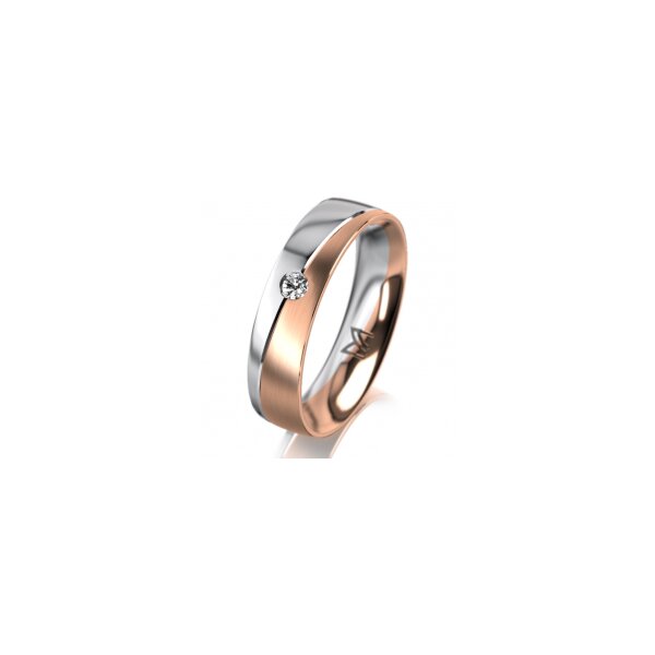 Ring 18 Karat Rot-/Weissgold 5.0 mm l&auml;ngsmatt 1 Brillant G vs 0,050ct